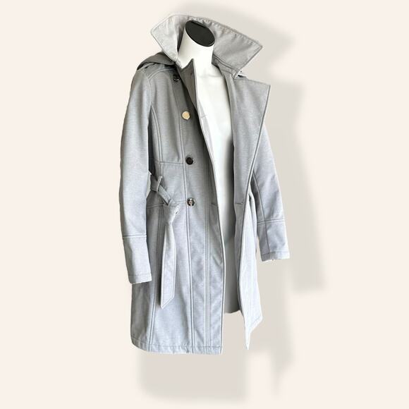Guess Trench Double-Breasted Hooded Coat M in Gray - Picture 4 of 12